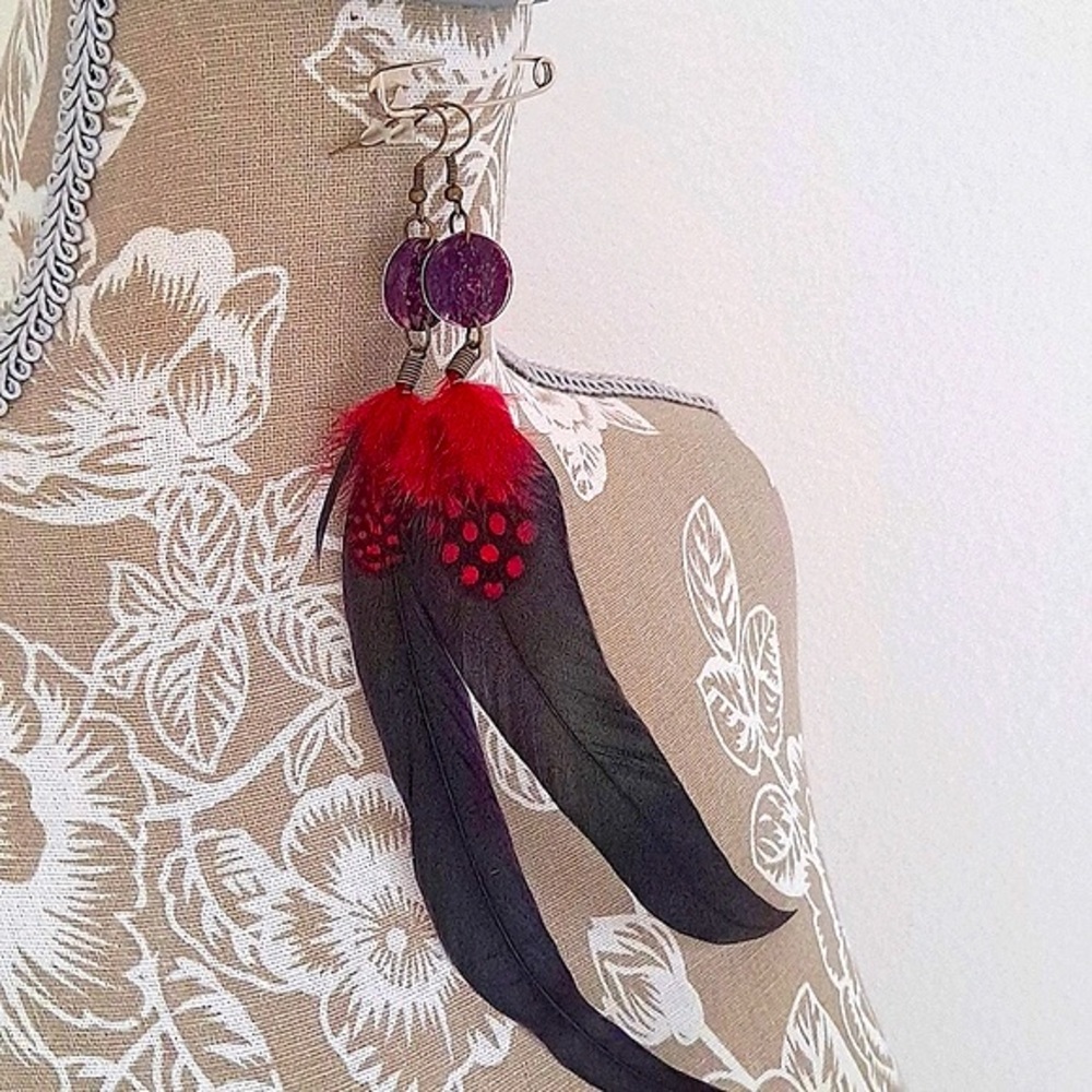 Feather Earrings, long